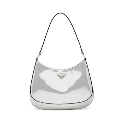 prada with silver hardware|Silver Brushed Leather Shoulder Bag .